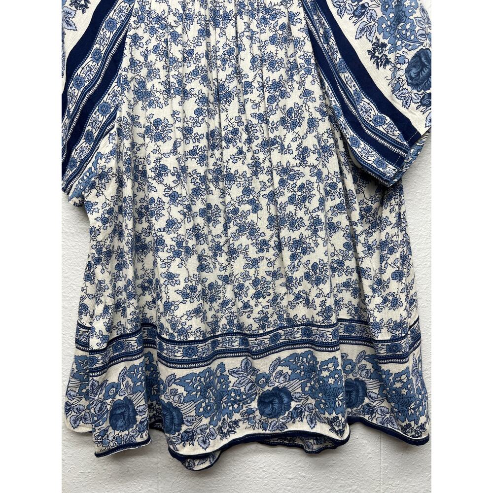 Lucky Brand Top Womens 2X Dark Floral Fairy Boho Tasseled Cotton Lightweight - Picture 8 of 12